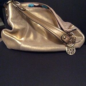 Solina handbag gold glitter leather satchel